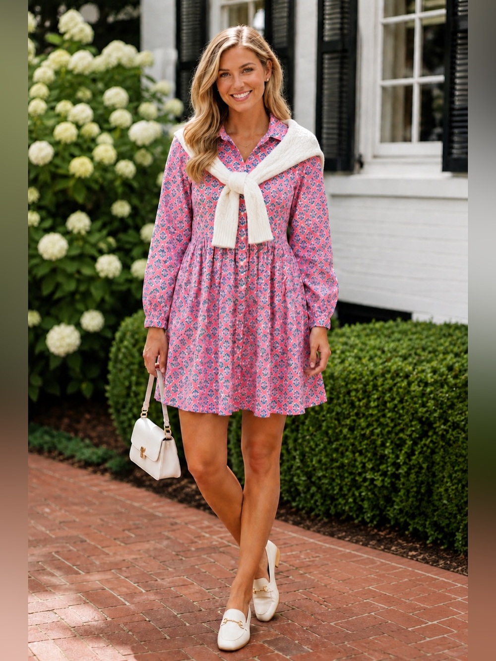 J. Crew NWOT Floral Long-Sleeve Button-Down Collared Cotton Mini Dress Size